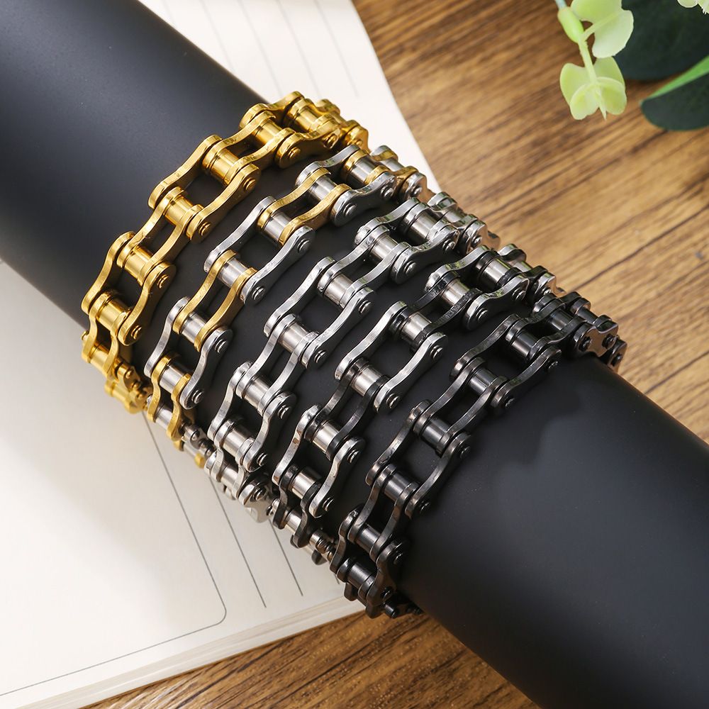 Punk European and American Style Men's Bracelet, Rolling Bicycle Stainless Steel Motorcycle Chain