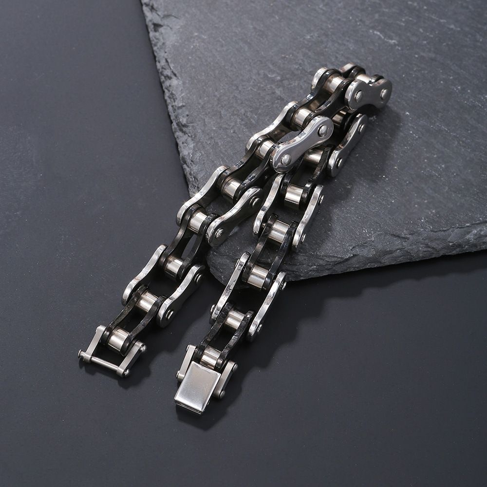 Punk European and American Style Men's Bracelet, Rolling Bicycle Stainless Steel Motorcycle Chain
