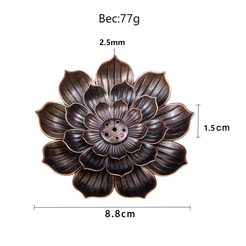 4pcs Incense Burner Kit, Brass Lotus Stick Incense Holder 6 Incense Holes  Ash Catcher for Yoga, Meditation, Gold，Incense Holders