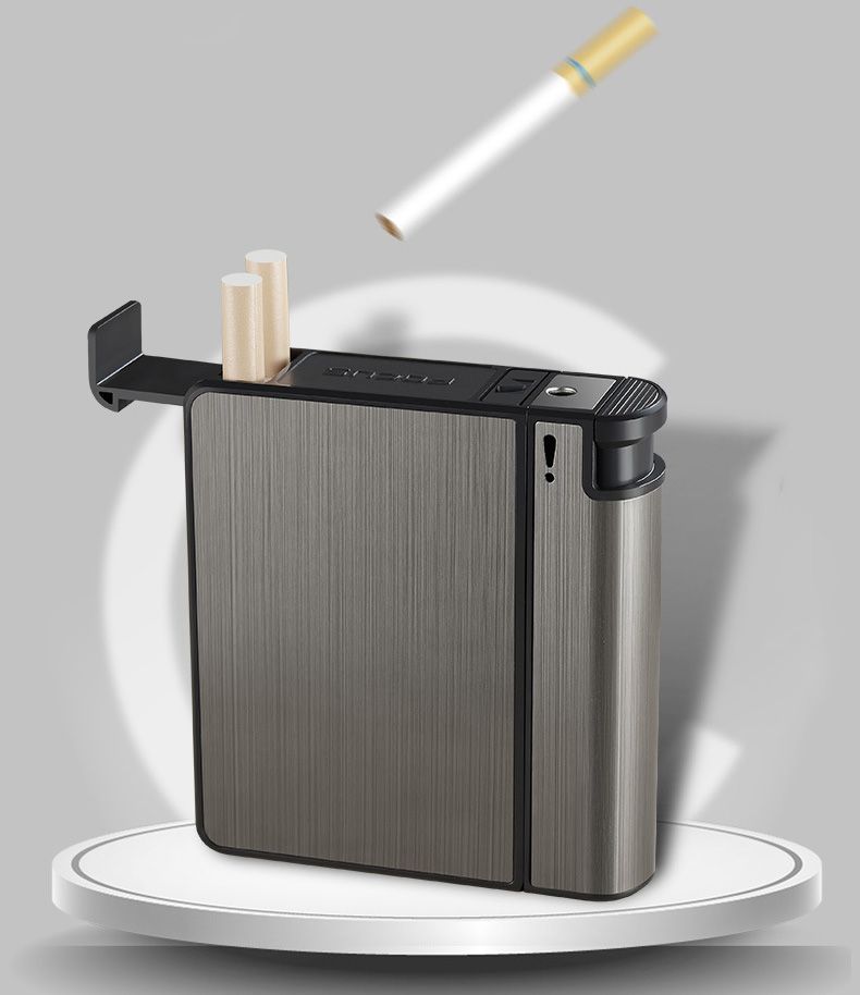 FOCUS Automatic Cigarette Case with Built-in Lighter - 20-Count Metal Cigarette Holder, Sleek Aerospace Aluminum Case for Travel Essentials & Outdoor Activities