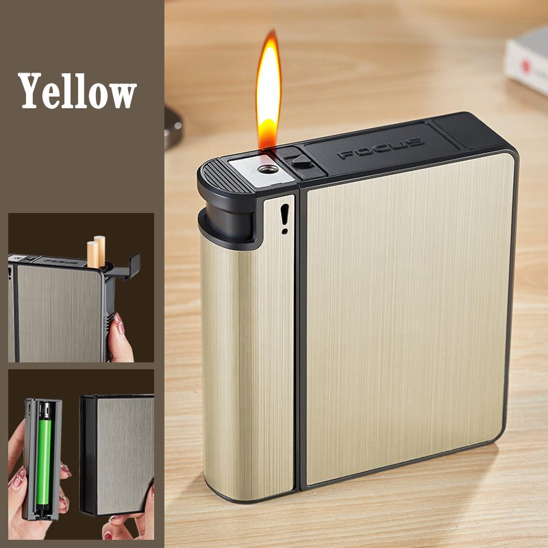 FOCUS Automatic Cigarette Case with Built-in Lighter - 20-Count Metal Cigarette Holder, Sleek Aerospace Aluminum Case for Travel Essentials & Outdoor Activities