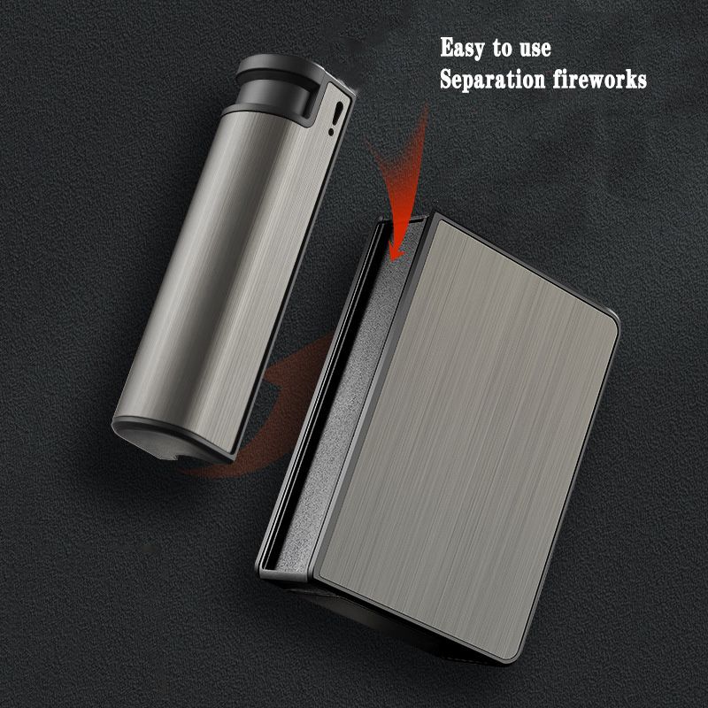 FOCUS Automatic Cigarette Case with Built-in Lighter - 20-Count Metal Cigarette Holder, Sleek Aerospace Aluminum Case for Travel Essentials & Outdoor Activities