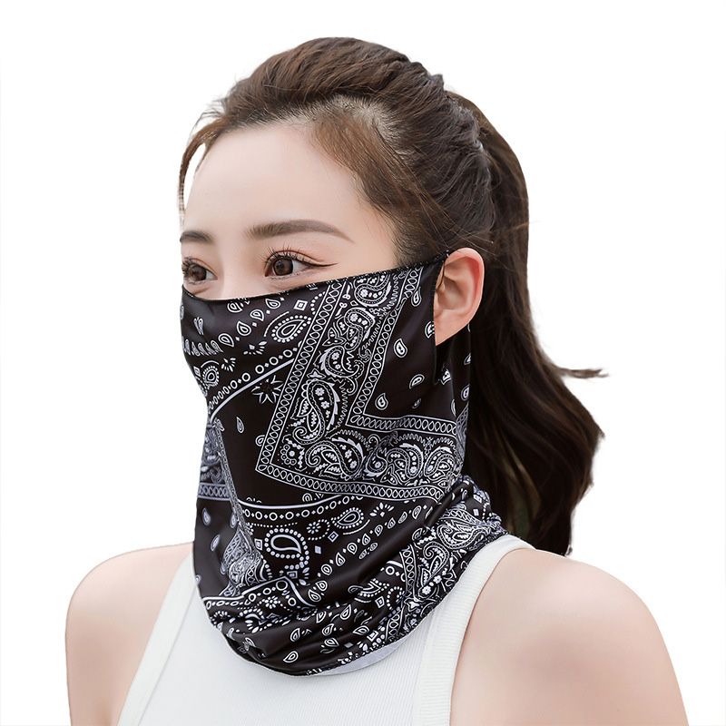 2pcs Ear-Hook UV Protection Face Mask - Ice Silk Breathable Neck Gaiter for Cycling, Summer Outdoor Sports, Unisex Sun Shield
