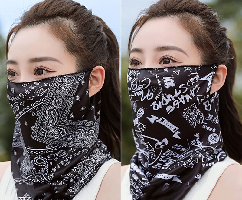 2pcs Ear-Hook UV Protection Face Mask - Ice Silk Breathable Neck Gaiter for Cycling, Summer Outdoor Sports, Unisex Sun Shield