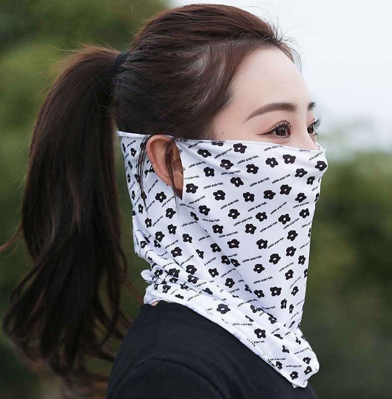 2pcs Ear-Hook UV Protection Face Mask - Ice Silk Breathable Neck Gaiter for Cycling, Summer Outdoor Sports, Unisex Sun Shield