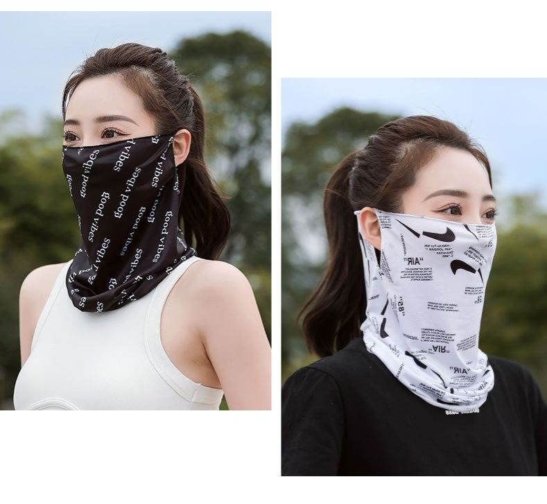 2pcs Ear-Hook UV Protection Face Mask - Ice Silk Breathable Neck Gaiter for Cycling, Summer Outdoor Sports, Unisex Sun Shield