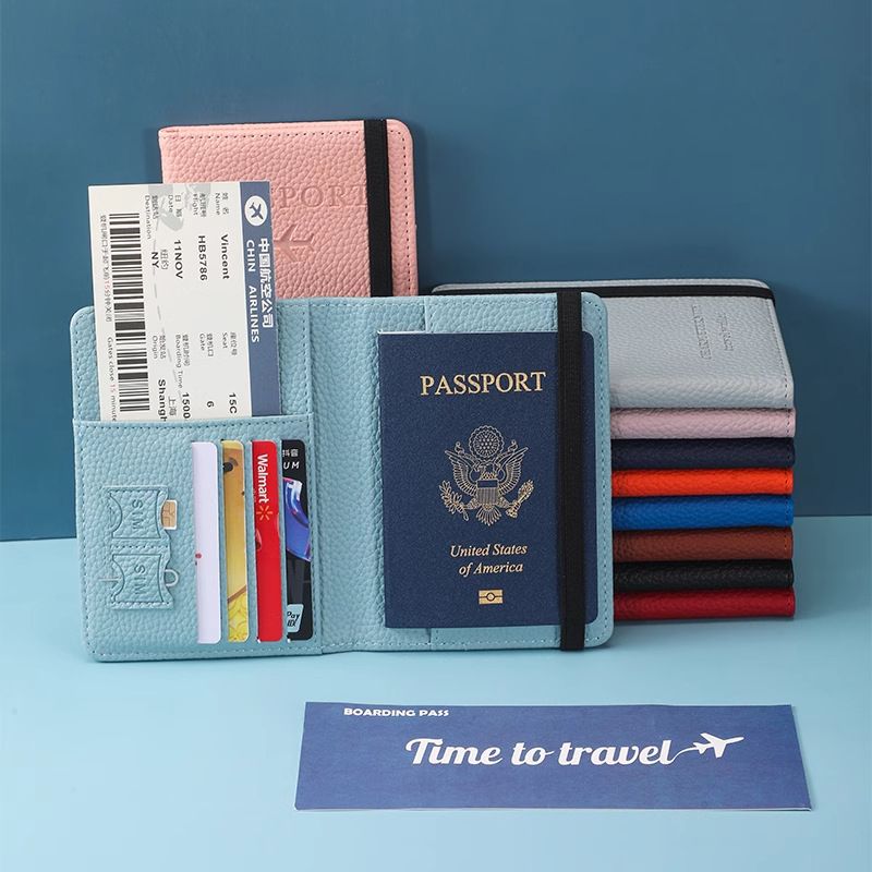 PU leather passport holder with RFID, multi-card slots, multi-functional passport cover, document case, passport sleeve