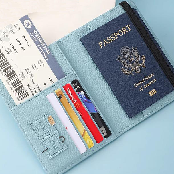 PU leather passport holder with RFID, multi-card slots, multi-functional passport cover, document case, passport sleeve