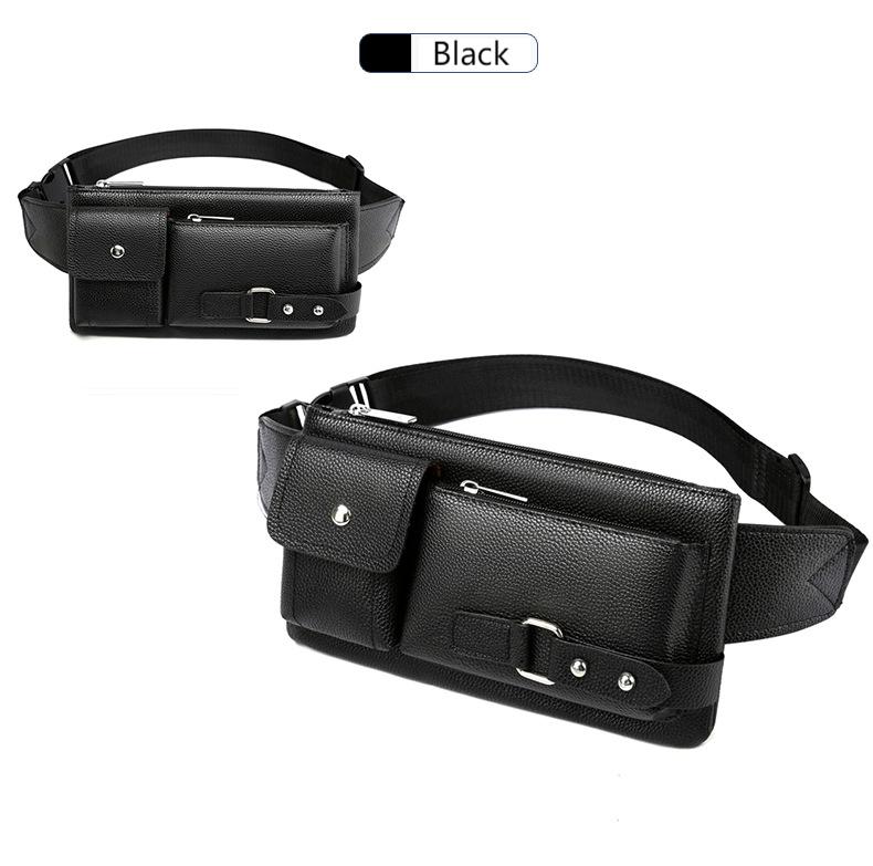Classic men's crossbody bag, business casual waterproof waist bag, multi-layer shoulder bag, PU leather chest bag