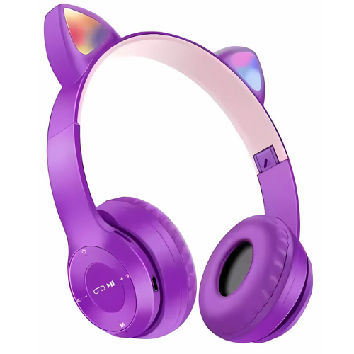 Cute Cat Ear Wireless Bluetooth Headphones – Foldable & Stylish