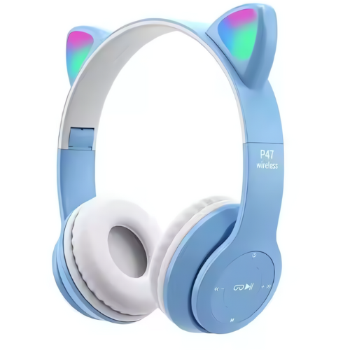 Cute Cat Ear Wireless Bluetooth Headphones – Foldable & Stylish
