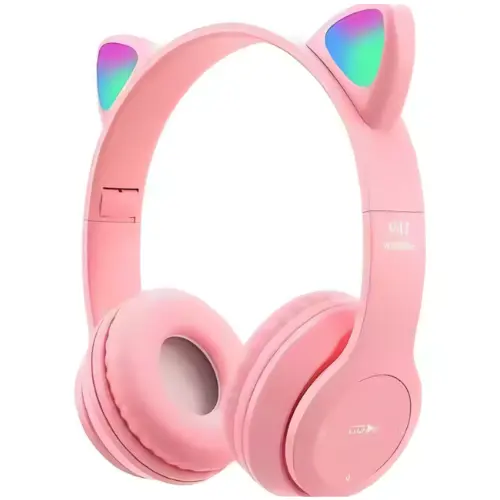 Cute Cat Ear Wireless Bluetooth Headphones – Foldable & Stylish