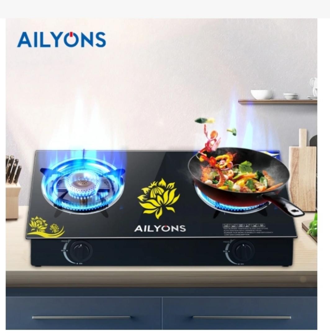 AILYONS GS014-5 Gas Stove Double Burner - Honeycomb Straight-Hole Design