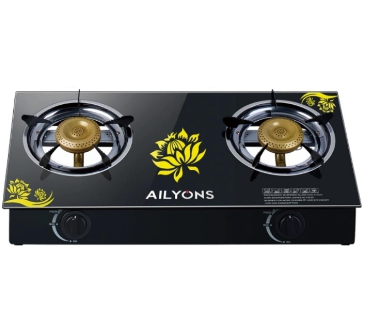 AILYONS GS014-5 Gas Stove Double Burner - Honeycomb Straight-Hole Design