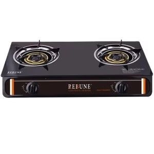 Rebune RE-4-055 Gas Stove - Low Gas Consumption, Non-stick Gas Cooker with Two Burners