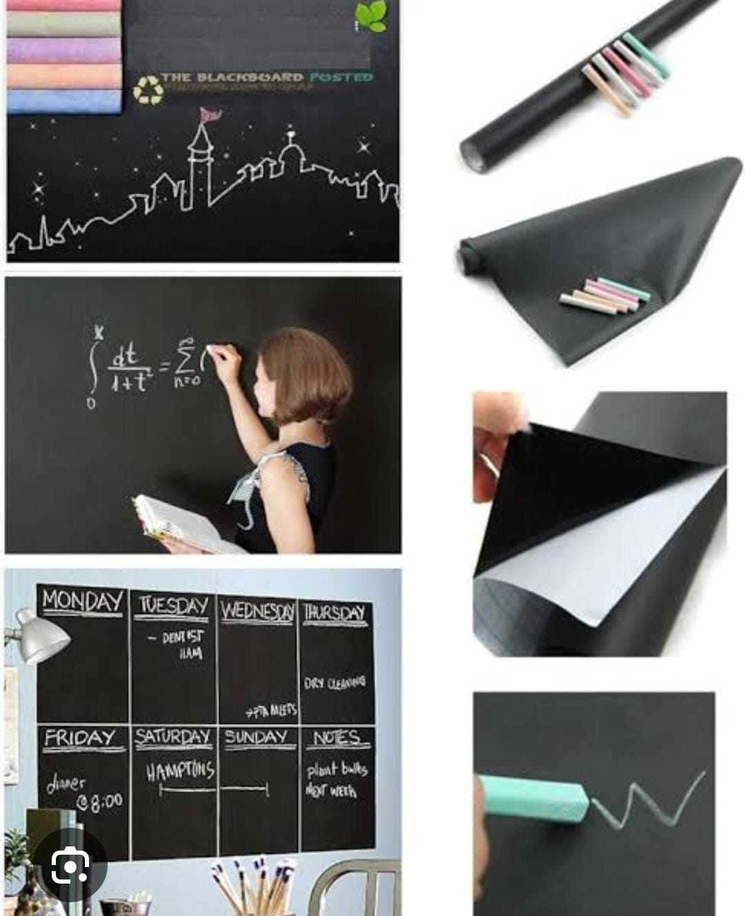 ADHESIVE BLACK BOARD PAPER WITH 5 CHALKS CHALKBOARD WALLPAPER STICK AND PEEL: CLASSROOM CHALK BOARD PAINT SELF ADHESIVE WALL PAPER REMOVABLE BLACKBOARD STICKERS CONTACT PAPER SELF ADHESIVE DRY ERASE