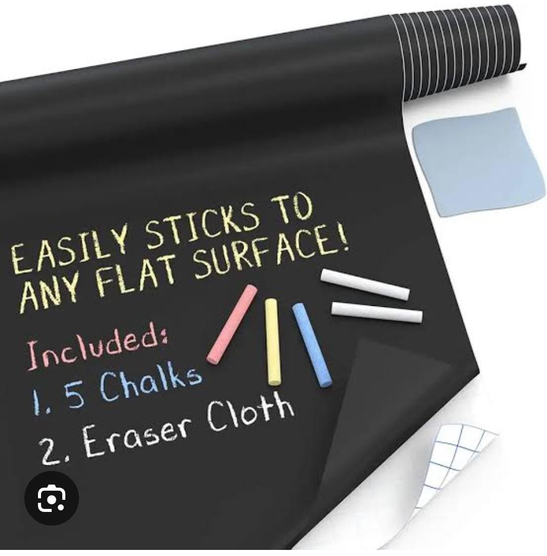 ADHESIVE BLACK BOARD PAPER WITH 5 CHALKS CHALKBOARD WALLPAPER STICK AND PEEL: CLASSROOM CHALK BOARD PAINT SELF ADHESIVE WALL PAPER REMOVABLE BLACKBOARD STICKERS CONTACT PAPER SELF ADHESIVE DRY ERASE