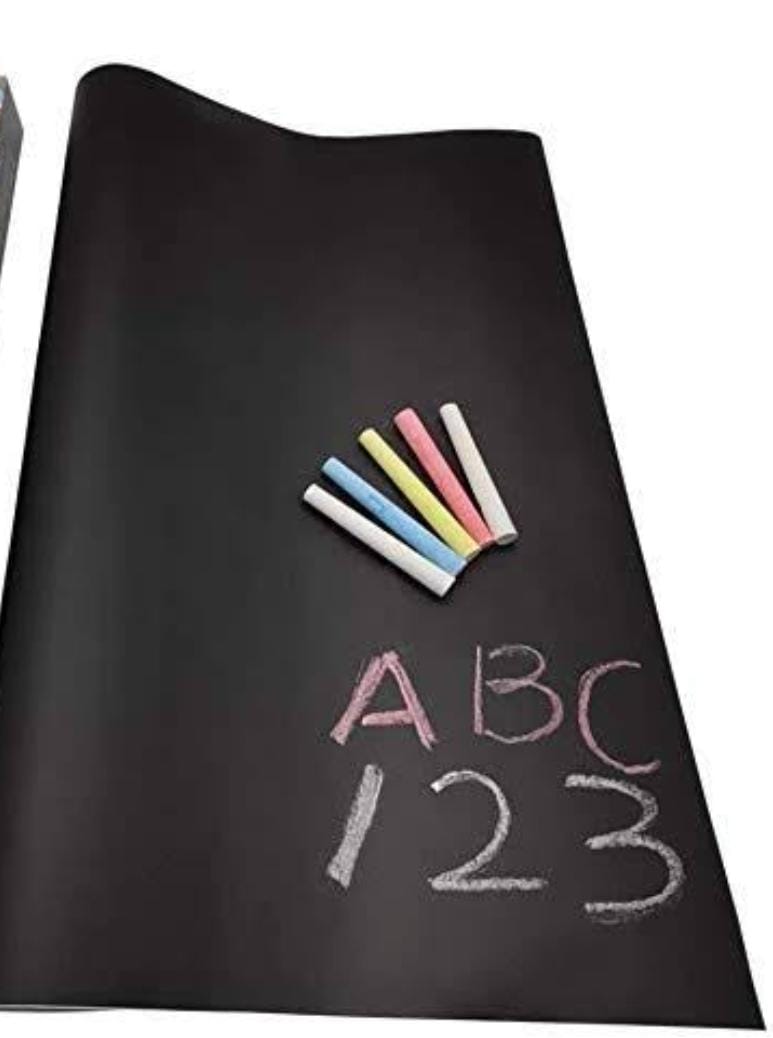 ADHESIVE BLACK BOARD PAPER WITH 5 CHALKS CHALKBOARD WALLPAPER STICK AND PEEL: CLASSROOM CHALK BOARD PAINT SELF ADHESIVE WALL PAPER REMOVABLE BLACKBOARD STICKERS CONTACT PAPER SELF ADHESIVE DRY ERASE