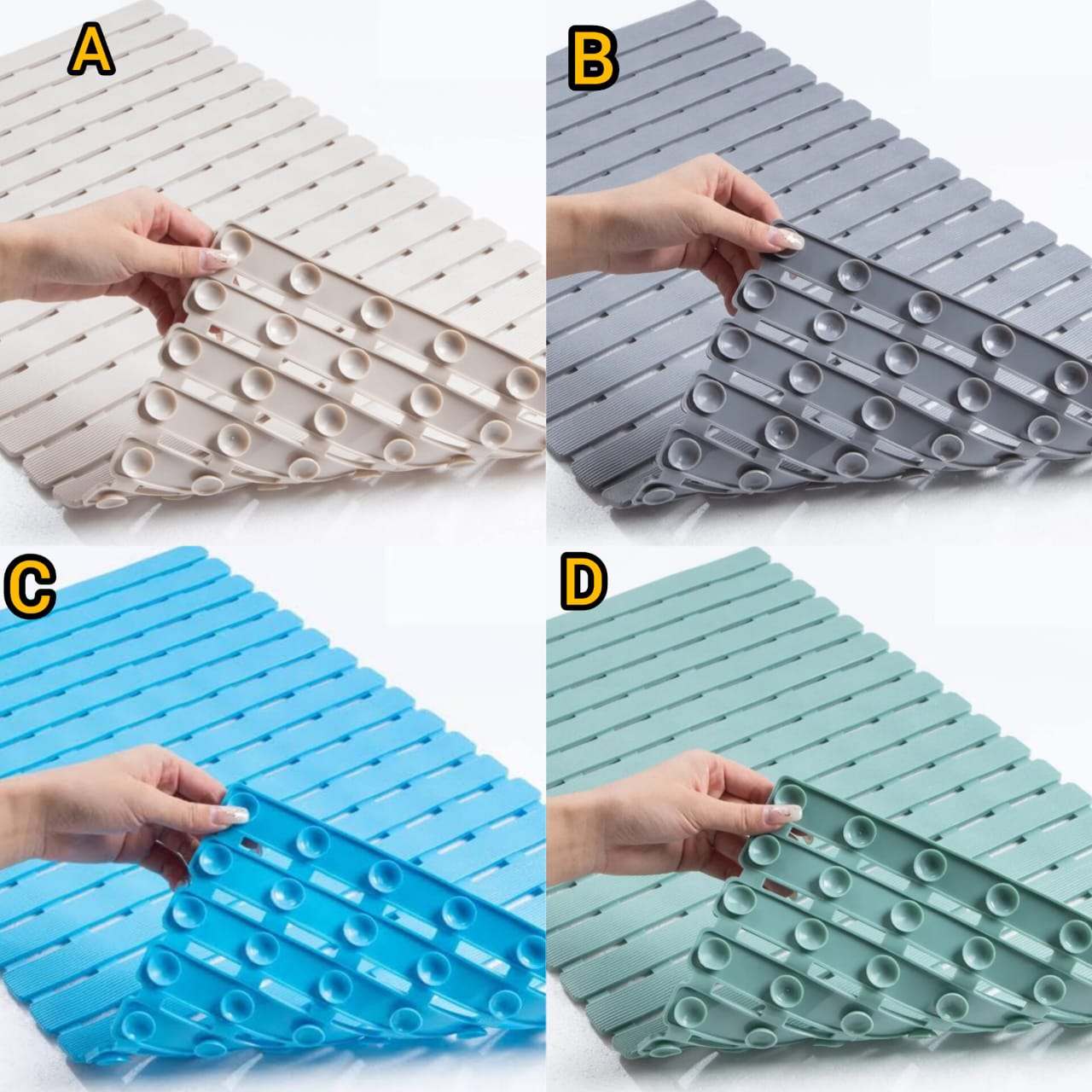 NON SLIP SHOWER MATS FOR INSIDE SHOWER  TPE BATHTUB MAT NON-SLIP, BATH MAT FOR TUB WITH SUCTION CUPS, DRAIN HOLES BATH TUB MAT FOR BATHROOM BATHTUB MAT NON SLIP, SOFT FOAM BATH MATS FOR BATHROOM TUB,