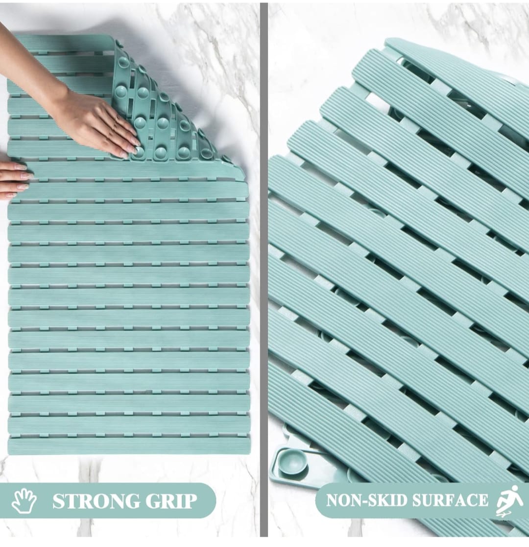 NON SLIP SHOWER MATS FOR INSIDE SHOWER  TPE BATHTUB MAT NON-SLIP, BATH MAT FOR TUB WITH SUCTION CUPS, DRAIN HOLES BATH TUB MAT FOR BATHROOM BATHTUB MAT NON SLIP, SOFT FOAM BATH MATS FOR BATHROOM TUB,