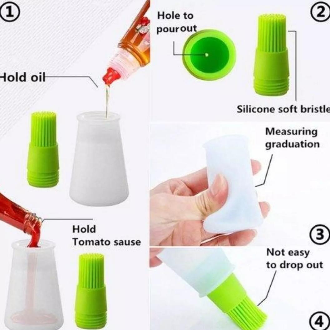 SILICONE OIL BOTTLE WITH ATTACHED SILICONE BRUSH SILICONE OIL BOTTLE BRUSH， BBQ/PASTRY BASTING BRUSHES,SILICONE COOKING GRILL BARBECUE BAKING PASTRY OIL/HONEY/SAUCE BOTTLE BRUSH