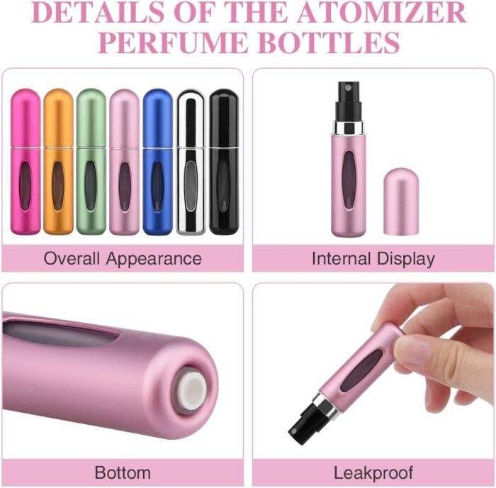 TRAVEL MINI PERFUME REFILLABLE ATOMIZER CONTAINER, PORTABLE PERFUME SPRAY BOTTLE, TRAVEL PERFUME SCENT PUMP CASE FRAGRANCE EMPTY SPRAY BOTTLE FOR TRAVELING AND OUTGOING