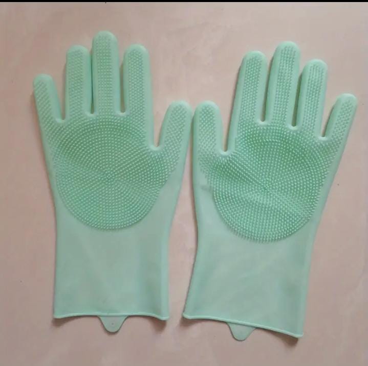 SILICONE WASHING GLOVES SILICONE DISHWASHING GLOVES WITH SCRUBBER - 1 PAIR DISH GLOVES SILICONE GLOVES CLEANING GLOVES WITH BRISTLES SILICONE DISH SCRUBBER - SCRUB GLOVES SILICONE SCRUBBER FOR DISHES