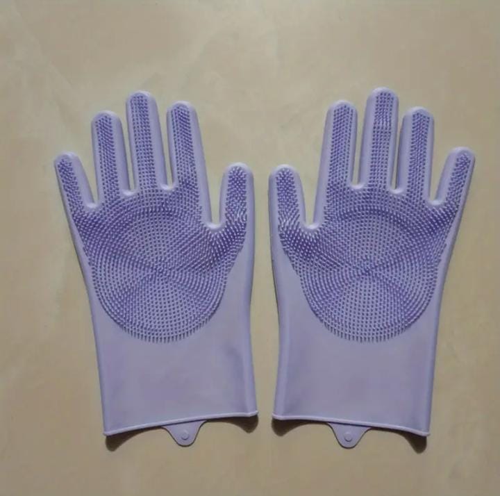 SILICONE WASHING GLOVES SILICONE DISHWASHING GLOVES WITH SCRUBBER - 1 PAIR DISH GLOVES SILICONE GLOVES CLEANING GLOVES WITH BRISTLES SILICONE DISH SCRUBBER - SCRUB GLOVES SILICONE SCRUBBER FOR DISHES