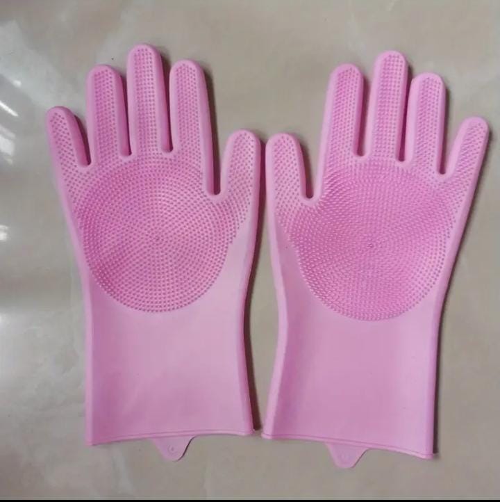 SILICONE WASHING GLOVES SILICONE DISHWASHING GLOVES WITH SCRUBBER - 1 PAIR DISH GLOVES SILICONE GLOVES CLEANING GLOVES WITH BRISTLES SILICONE DISH SCRUBBER - SCRUB GLOVES SILICONE SCRUBBER FOR DISHES
