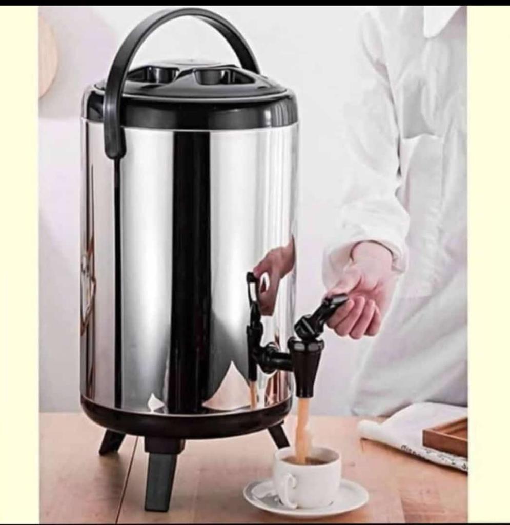 TEA URN INSULATED BEVERAGE DISPENSER HOT DRINK DISPENSER WITH 304 STAINLESS STEEL INTERIOR, COLD & HOT WATER DISPENSER FOR PARTIES, HOT WATER URN WITH STAND FOR COFFEE CHOCOLATE TEA MILK.