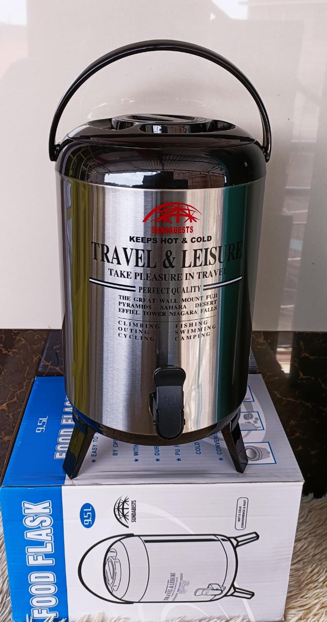 TEA URN INSULATED BEVERAGE DISPENSER HOT DRINK DISPENSER WITH 304 STAINLESS STEEL INTERIOR, COLD & HOT WATER DISPENSER FOR PARTIES, HOT WATER URN WITH STAND FOR COFFEE CHOCOLATE TEA MILK.