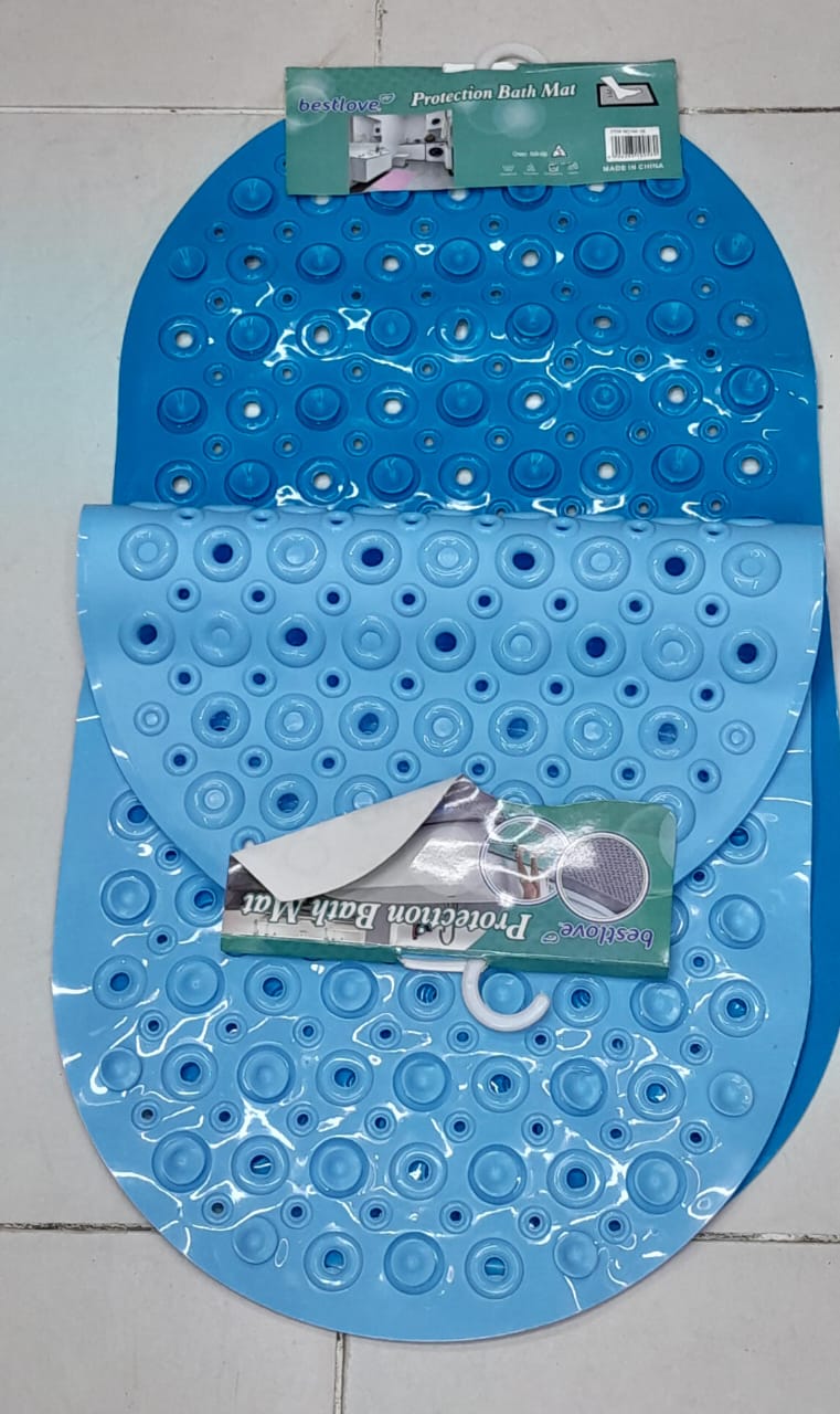 ANTISLIP BATHROOM SHOWER MAT BATHTUB MAT NON SLIP, BATH MAT FOR TUB NON SLIP SHOWER MATS WITH SUCTION CUPS AND DRAIN HOLES, SHOWER STALL MATS FOR ELDERLY & KIDS BEIGE & BLUE