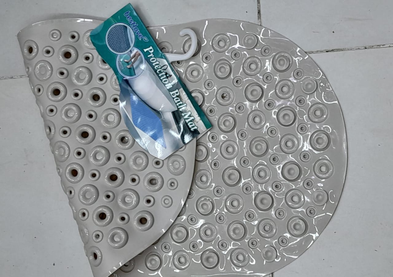 ANTISLIP BATHROOM SHOWER MAT BATHTUB MAT NON SLIP, BATH MAT FOR TUB NON SLIP SHOWER MATS WITH SUCTION CUPS AND DRAIN HOLES, SHOWER STALL MATS FOR ELDERLY & KIDS BEIGE & BLUE