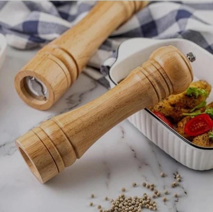 WOOD PEPPER GRINDER PEPPER MILL,ADJUSTABLE COARSENESS 8 INCH WOODEN PEPPERMILL, RETRO STYLE CERAMIC GRINDING MECHANISM SALT MILL REFILLABLE