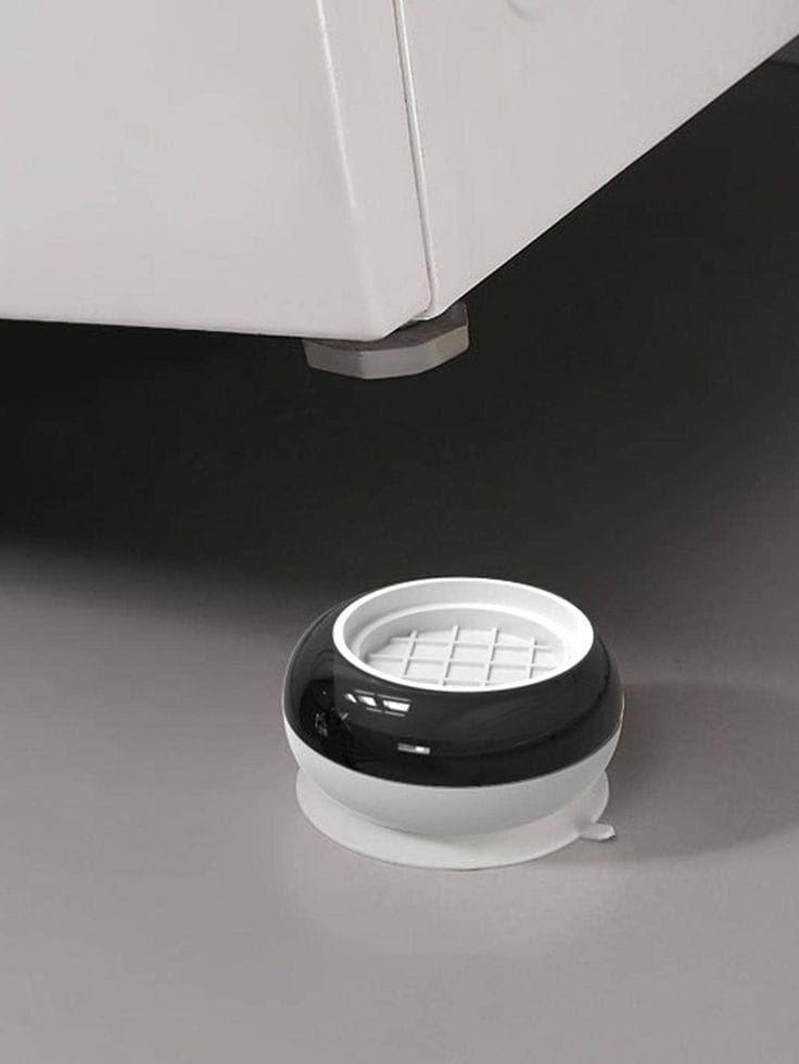 ANTI-VIBRATION PADS FOR WASHING MACHINE - 4 PADS WITH TANK TREAD GRIP + LEVEL - WASHER DRYER PEDESTALS FITS ALL MACHINES - NOISE DAMPENING, PROTECTS LAUNDRY ROOM FLOOR - WASHING MACHINE SUPPORT