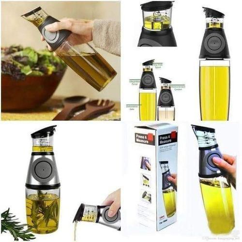 500ML PRESS N MEASURE OIL DISPENSER OIL DISPENSER BOTTLE FOR KITCHEN,  OLIVE OIL DISPENSER, COOKING OIL AND VINEGAR DISPENSER BOTTLE OIL SPRAYER BOTTLE CLEAR GLASS REFILLABLE WITH MEASURING SCALE PUMP