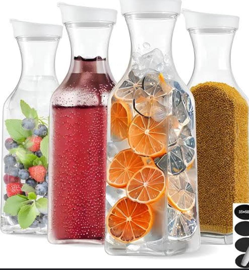 1.5 L MULTI-PURPOSE   CARAFE CLEAR PITCHER BOTTLE PLASTIC CARAFE WITH LID PLASTIC JUICE PITCHER CARAFES CLEAR PLASTIC WATER BEVERAGE PITCHER SMOOTHIE DRINK CONTAINER FOR BAR MIMOSA MILK ICED TEA