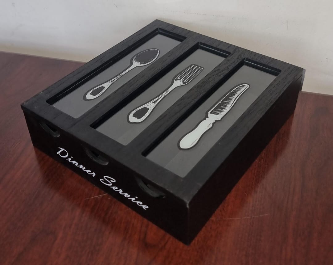DINNER SERVICE 3 COMPARTMENT CUTLERY BOX ORGANIZER CADDY, CUTLERY UTENSIL HOLDER, ORGANIZER CADDY BOX FOR COOKING, SILVERWARE, FLATWARE, SAUCE SPOON, TONGS, AND MORE,