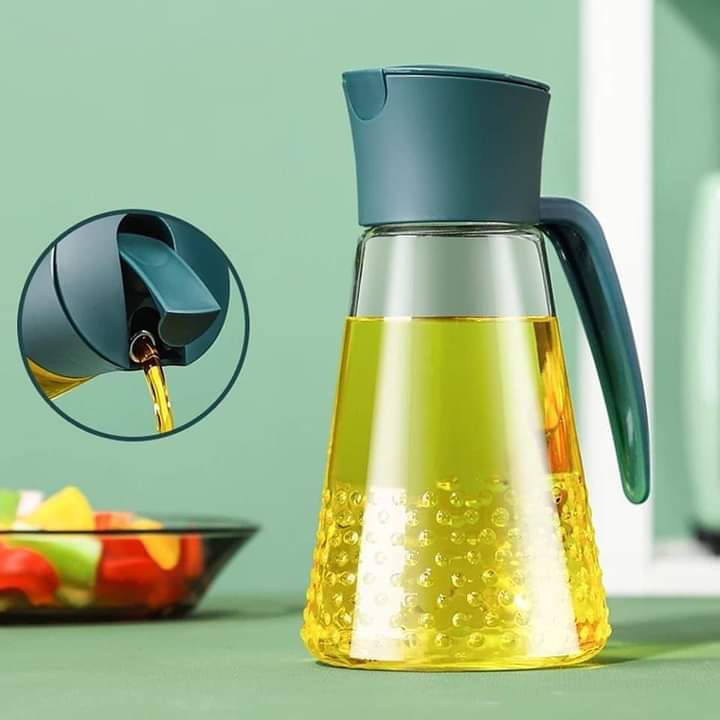 630MLS AUTOMATIC OIL POT OIL DISPENSER AUTO FLIP OLIVE OIL DISPENSER BOTTLE, LEAK-PROOF CONDIMENT CONTAINER WITH AUTOMATIC CAP AND STOPPER,NON-DRIP SPOUT,NON-SLIP HANDLE FOR KITCHEN COOKING BLK& GREEN