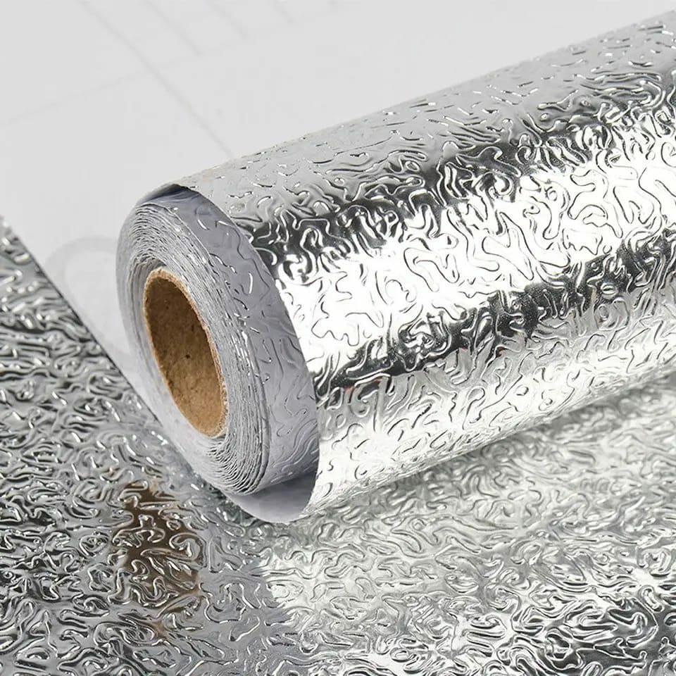 ALUMINIUM FOIL /KITCHEN TABLE TOP LINER KITCHEN BACKSPLASH WALLPAPER PEEL AND STICK ALUMINIUM FOIL CONTACT PAPER SELF ADHESIVE OIL-PROOF HEAT RESISTANT WALL STICKER FOR COUNTERTOP DRAWER LINER SHELF