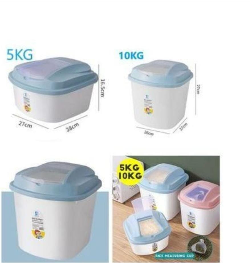 RICE BUCKETS RICE STORAGE CONTAINER 5KGS, 10KGS AIRTIGHT FLOUR STORAGE CONTAINERS BIN WITH MEASURING CUP & SCOOP, BPA FREE PLASTIC RICE DISPENSER FOR FLOUR, RICE, GRAIN HOLDER