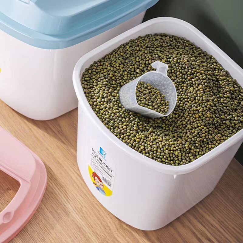 RICE BUCKETS RICE STORAGE CONTAINER 5KGS, 10KGS AIRTIGHT FLOUR STORAGE CONTAINERS BIN WITH MEASURING CUP & SCOOP, BPA FREE PLASTIC RICE DISPENSER FOR FLOUR, RICE, GRAIN HOLDER