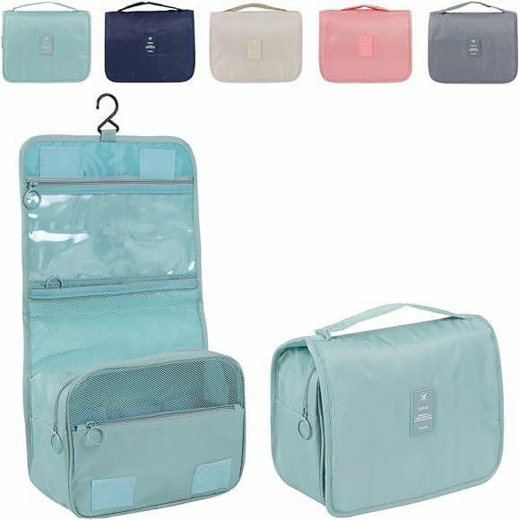 FOLDABLE MAKE-UP/ COSMETIC BAG HANGING TOILETRY BAG WOMEN MEN, TRAVEL KIT FOLDABLE LARGE TOILETRIES ORGANIZER, ROLL UP COSMETICS MAKEUP BAG ACCESSORIES, WATERPROOF ESSENTIALS JEWELLERY CASE