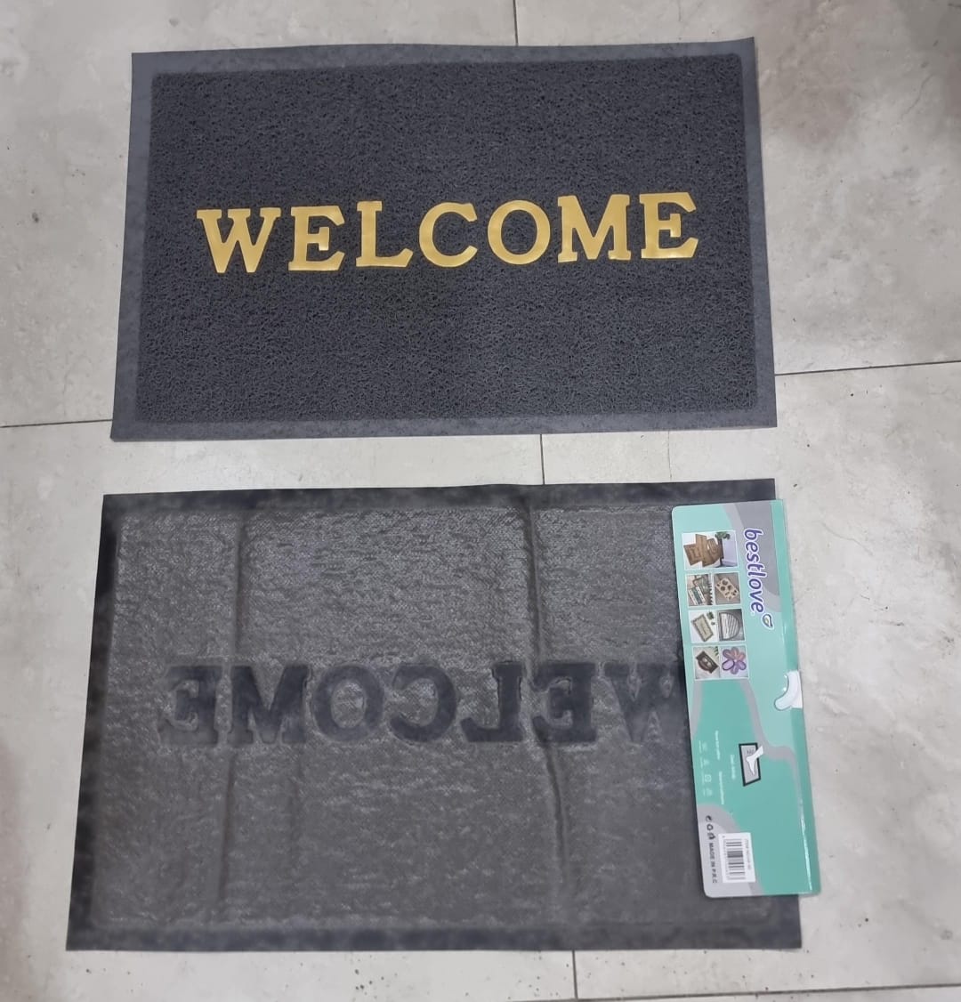 WELCOME DOOR STEP ROUGH RAG CARPET WELCOME FRONT DOOR MAT, HEAVY DUTY EASY CLEAN DOORMAT INDOOR OUTDOOR, WATERPROOF QUICK DRY FLOOR MAT FOR HOME, GARAGE, HIGN TRAFFIC AREAS, NON SLIP