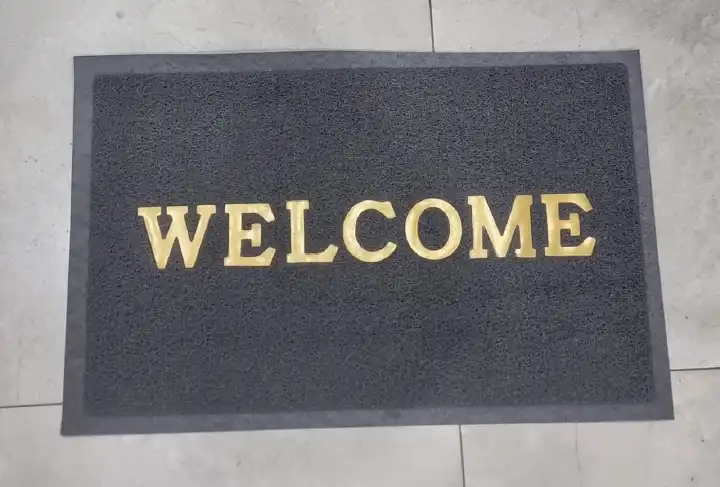 WELCOME DOOR STEP ROUGH RAG CARPET WELCOME FRONT DOOR MAT, HEAVY DUTY EASY CLEAN DOORMAT INDOOR OUTDOOR, WATERPROOF QUICK DRY FLOOR MAT FOR HOME, GARAGE, HIGN TRAFFIC AREAS, NON SLIP