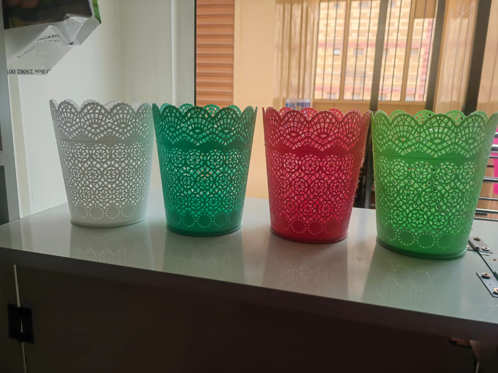 MAKEUP BRUSH HOLDER ORGANIZER - STORAGE CUP CONTAINERS FOR VANITY, DESK, COUNTERTOP, PEN HOLDER FOR DESK, ROUND CONTAINER WHITE PINK LIGHT GREEN AND DARK GREEN