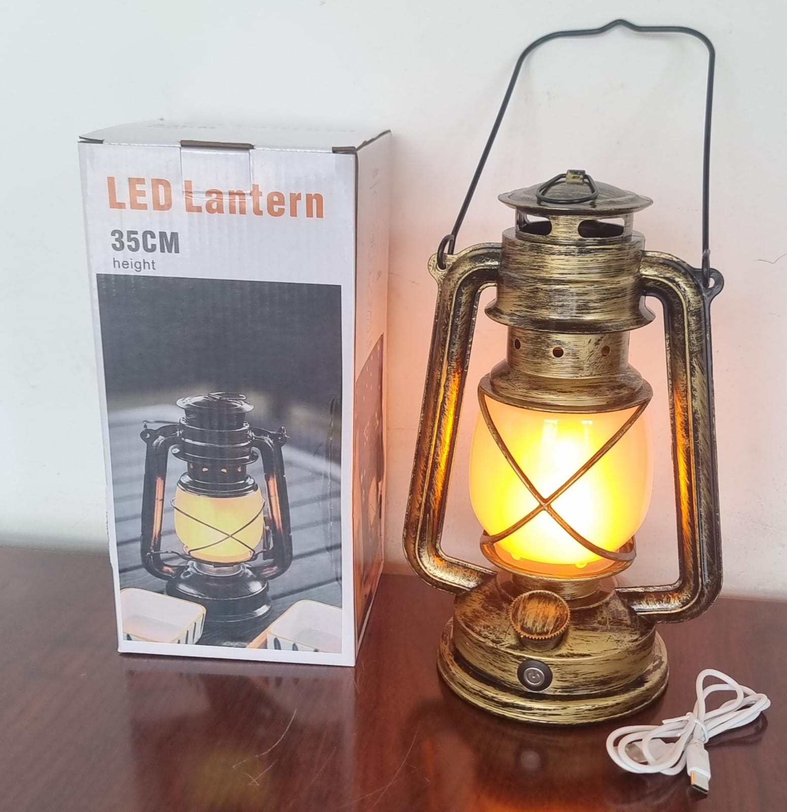 LANTERN LED BATTERY VINTAGE  DESIGN 35CM LED LANTERN POWERED CAMPING LAMP OUTDOOR HANGING LANTERN FLICKERING FLAME 7 STILL FLAME RECHARGEABLE RETRO LANTERNS