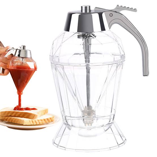 ACRYLIC HONEY DISPENSER WITH STAND HONEY COMB SHAPED HONEY POT, SYRUP AND SUGAR JAR POT, NO DRIP HONEY DISPENSER WITH HIGH CAPACITY HONEY POURER DISPENSER
