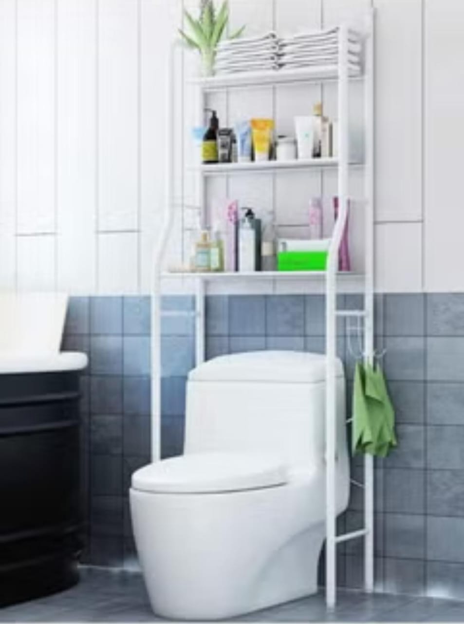 OVER THE TOILET RACK HEAVY GAUGE 153X45X25CM METALLIC 3 LAYER SHELF BATHROOM SPACE SAVER, OVER THE TOILET RACK, BATHROOM CORNER STAND STORAGE ORGANIZER ACCESSORIES, THE WASHING MACHINE, WITH HANGING R