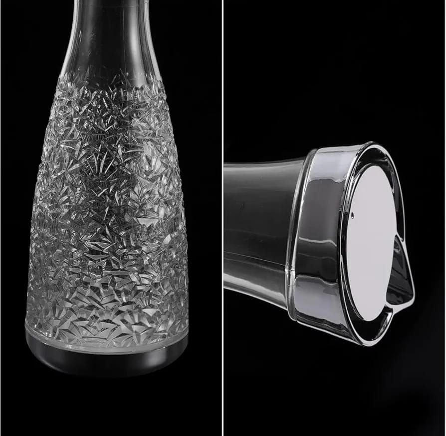 EMBOSSED ACRYLIC PITCHER JARS 1.1L LEAK-PROOF GLASS PITCHER FOR WATER, JUICE, MIMOSA BAR, ICED TEA | DRINK CONTAINERS FOR FRIDGE | FOOD-GRADE SILICONE| DISHWASHER SAFE